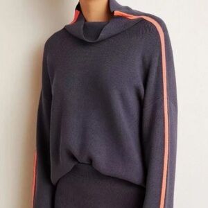 Anthropologie Charcoal Gray Sweater with Pink Stripe